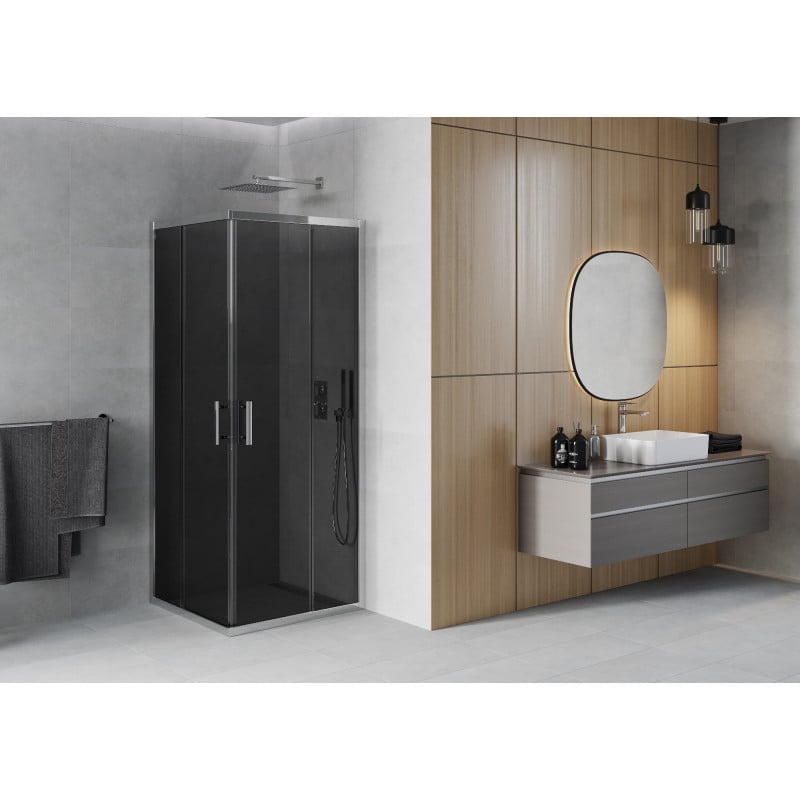 Mexen Rio kabina prysznicowa kwadratowa 70 x 70 cm, grafit, chrom - 860-070-070-01-40