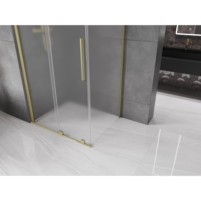 Mexen Velar kabina prysznicowa rozsuwana 90 x 100 cm, szron, złota szczotkowana - 871-090-100-31-55