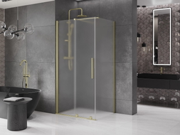 Mexen Velar kabina prysznicowa rozsuwana 100 x 85 cm, szron, złota szczotkowana - 871-100-085-31-55