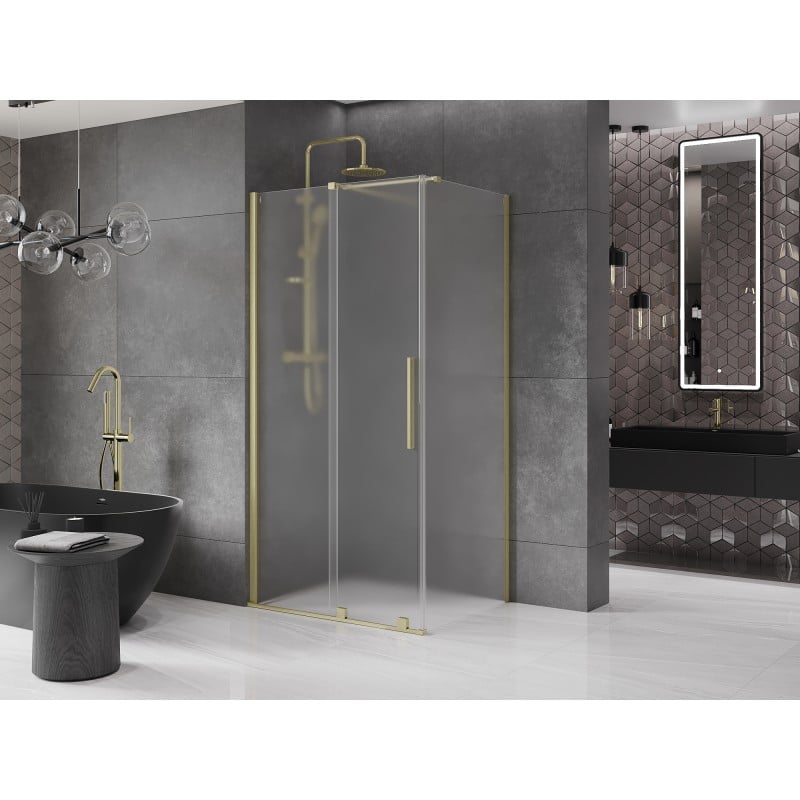 Mexen Velar kabina prysznicowa rozsuwana 110 x 70 cm, szron, złota szczotkowana - 871-110-070-31-55