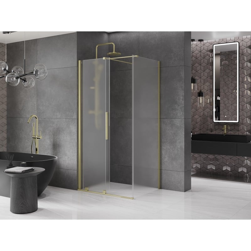 Mexen Velar kabina prysznicowa rozsuwana 110 x 90 cm, szron, złota szczotkowana - 871-110-090-31-55