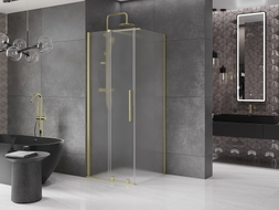 Mexen Velar kabina prysznicowa rozsuwana 90 x 90 cm, szron, złota szczotkowana - 871-090-090-31-55