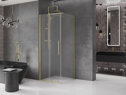 Mexen Velar kabina prysznicowa rozsuwana 120 x 120 cm, szron, złota szczotkowana - 871-120-120-31-55
