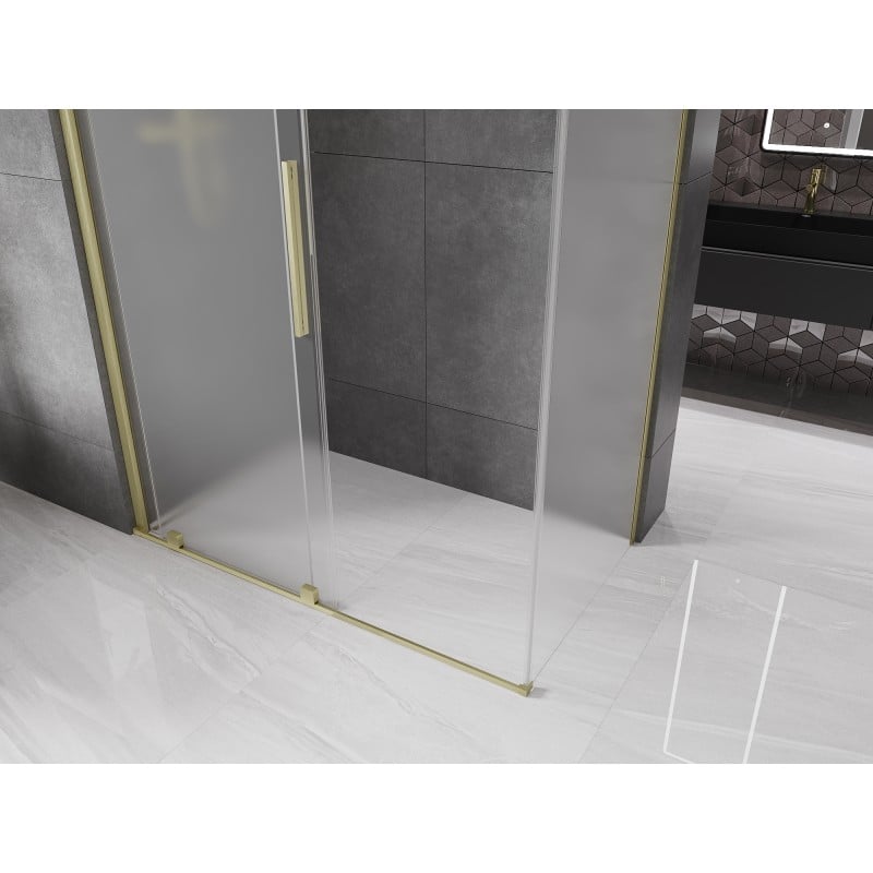 Mexen Velar kabina prysznicowa rozsuwana 160 x 70 cm, szron, złota szczotkowana - 871-160-070-31-55