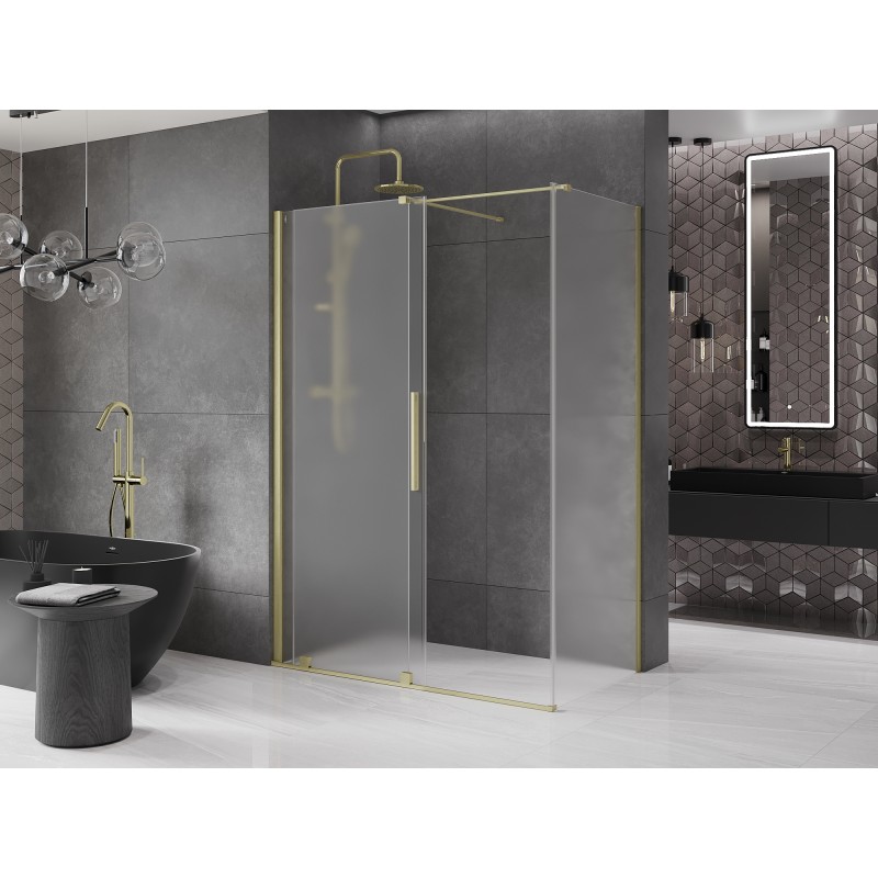 Mexen Velar kabina prysznicowa rozsuwana 160 x 75 cm, szron, złota szczotkowana - 871-160-075-31-55