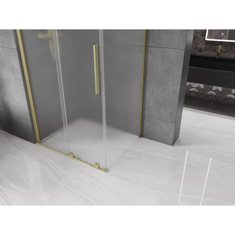 Mexen Velar kabina prysznicowa rozsuwana 150 x 100 cm, szron, złota szczotkowana - 871-150-100-31-55