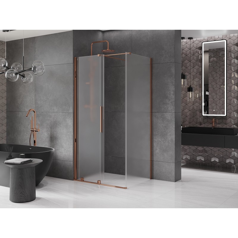Mexen Velar kabina prysznicowa rozsuwana 100 x 90 cm, szron, różowe złoto - 871-100-090-31-60
