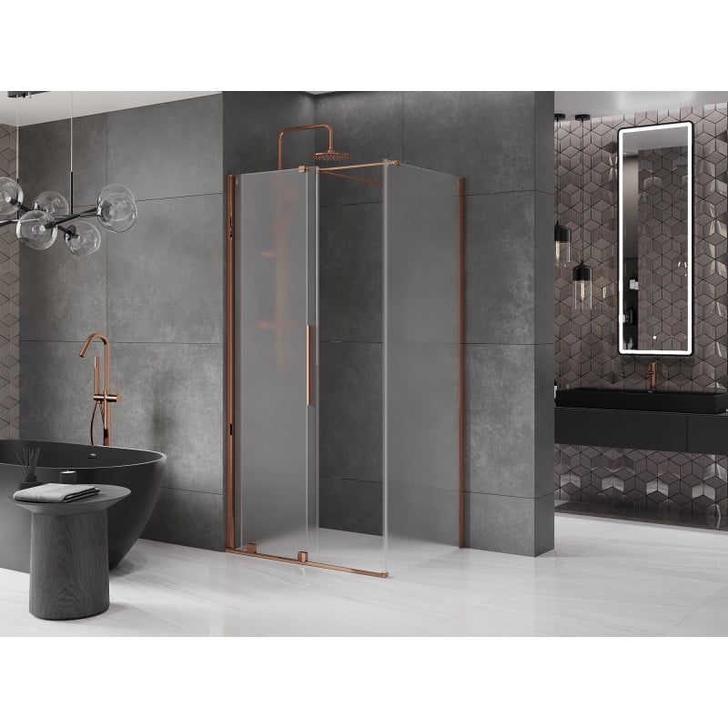 Mexen Velar kabina prysznicowa rozsuwana 120 x 85 cm, szron, różowe złoto - 871-120-085-31-60