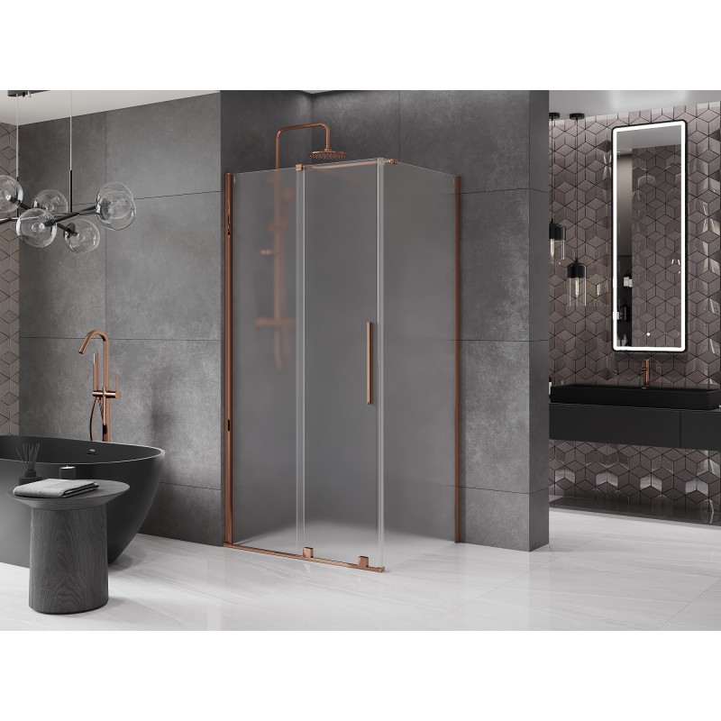 Mexen Velar kabina prysznicowa rozsuwana 110 x 100 cm, szron, różowe złoto - 871-110-100-31-60