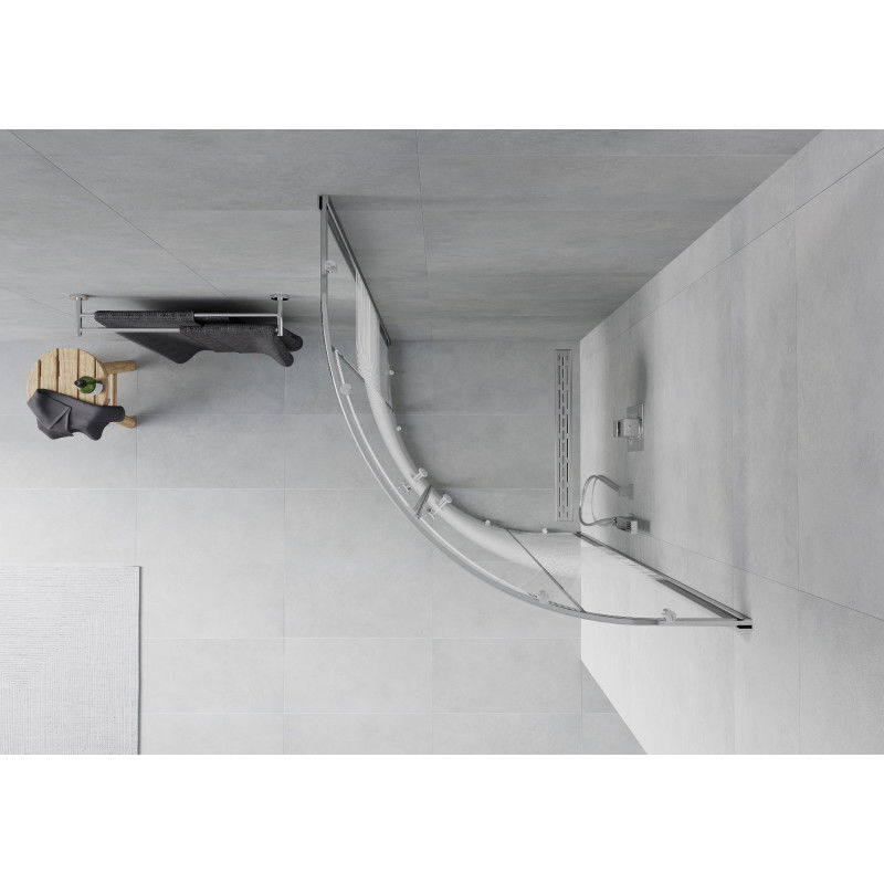 Mexen Rio kabina prysznicowa półokrągła 70 x 70 cm, białe pasy, chrom - 863-070-070-01-20