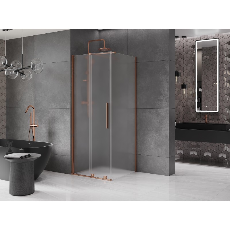 Mexen Velar kabina prysznicowa rozsuwana 90 x 90 cm, szron, różowe złoto - 871-090-090-31-60