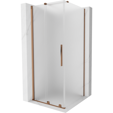 Mexen Velar kabina prysznicowa rozsuwana 100 x 100 cm, szron, różowe złoto - 871-100-100-31-60