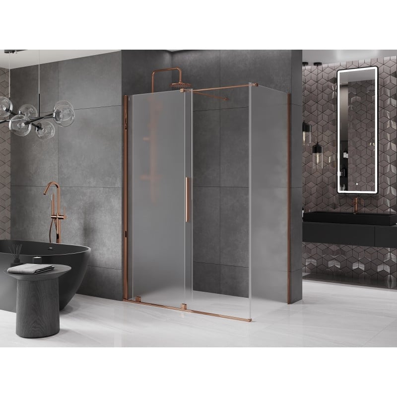 Mexen Velar kabina prysznicowa rozsuwana 140 x 80 cm, szron, różowe złoto - 871-140-080-31-60