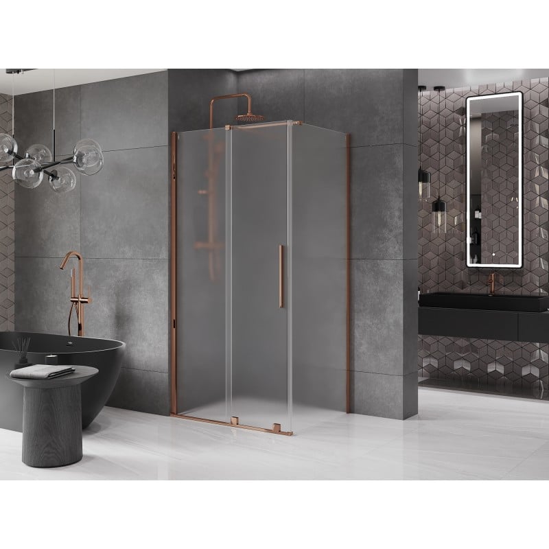 Mexen Velar kabina prysznicowa rozsuwana 150 x 100 cm, szron, różowe złoto - 871-150-100-31-60