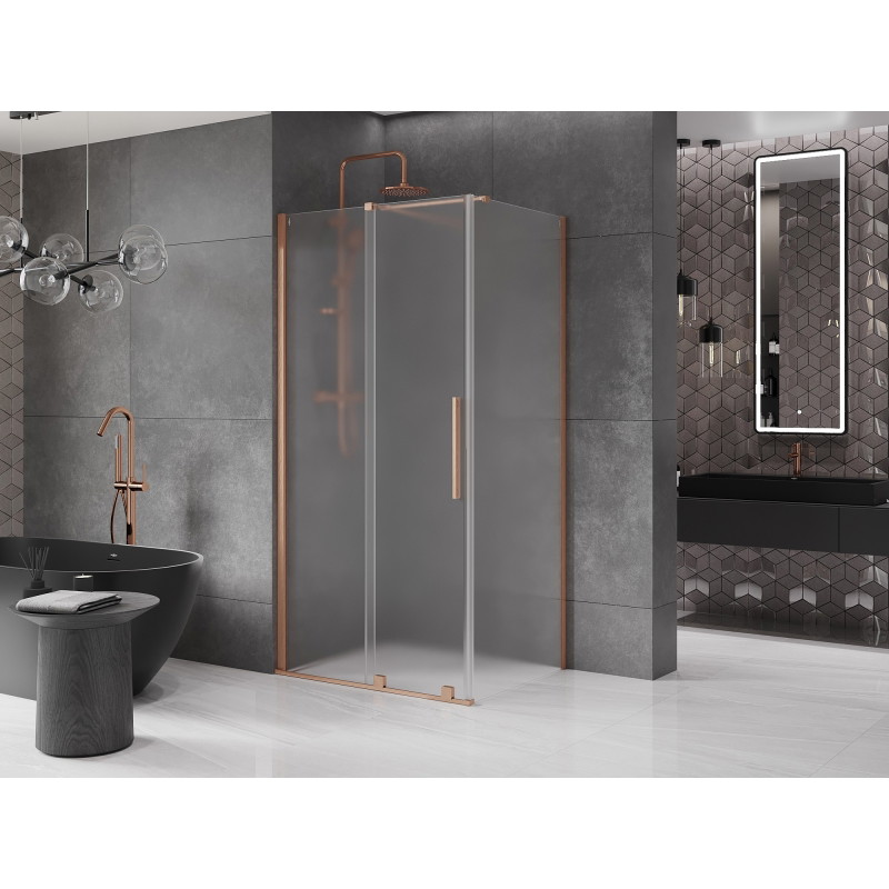 Mexen Velar kabina prysznicowa rozsuwana 90 x 70 cm, szron, miedź szczotkowana - 871-090-070-31-65
