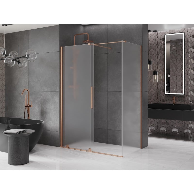 Mexen Velar kabina prysznicowa rozsuwana 140 x 80 cm, szron, miedź szczotkowana - 871-140-080-31-65