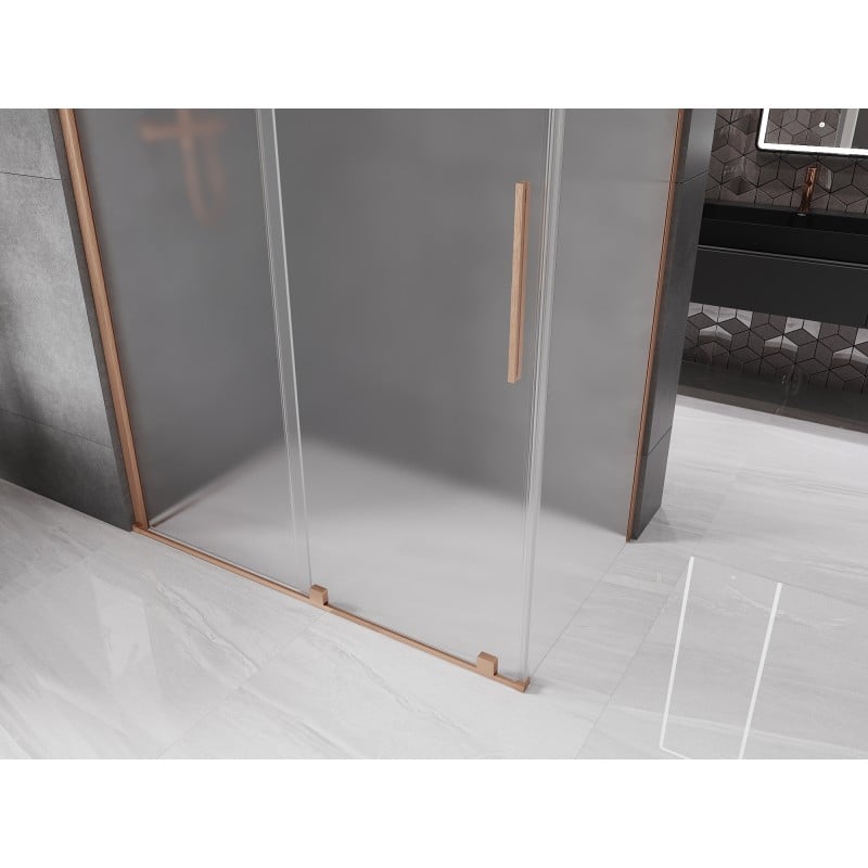 Mexen Velar kabina prysznicowa rozsuwana 150 x 80 cm, szron, miedź szczotkowana - 871-150-080-31-65