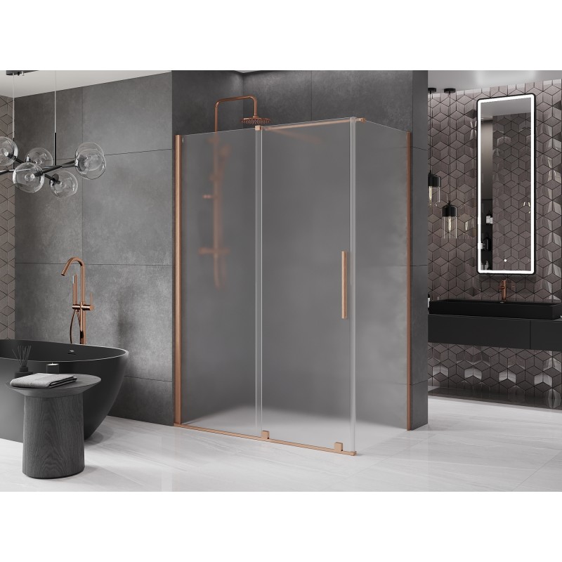 Mexen Velar kabina prysznicowa rozsuwana 160 x 100 cm, szron, miedź szczotkowana - 871-160-100-31-65