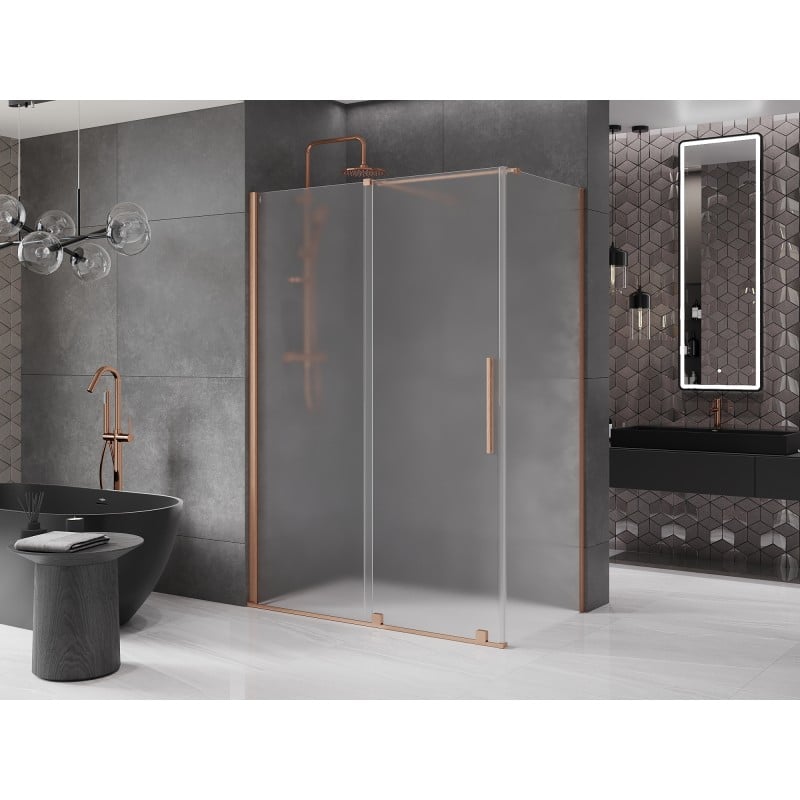 Mexen Velar kabina prysznicowa rozsuwana 160 x 75 cm, szron, miedź szczotkowana - 871-160-075-31-65
