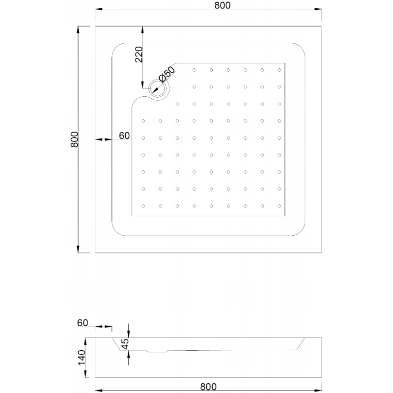 Mexen Rio brodzik kwadratowy 80 x 80 cm, biały - 45108080