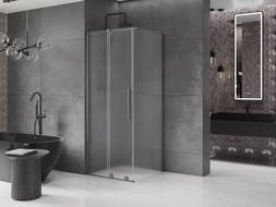 Mexen Velar kabina prysznicowa rozsuwana 90 x 90 cm, szron, gun gray szczotkowany - 871-090-090-31-66