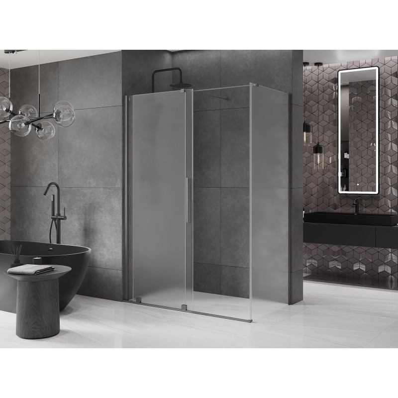 Mexen Velar kabina prysznicowa rozsuwana 150 x 80 cm, szron, gun gray szczotkowany - 871-150-080-31-66