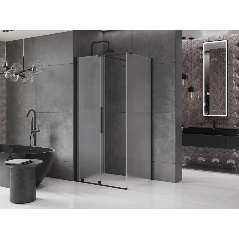 Mexen Velar kabina prysznicowa rozsuwana 100 x 85 cm, szron, czarna - 871-100-085-31-70