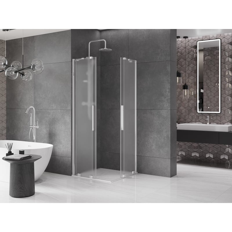 Mexen Velar Duo kabina prysznicowa rozsuwana 80 x 80 cm, szron, chrom - 871-080-080-32-01