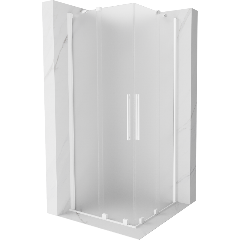 Mexen Velar Duo kabina prysznicowa rozsuwana 90 x 90 cm, szron, biała - 871-090-090-32-20