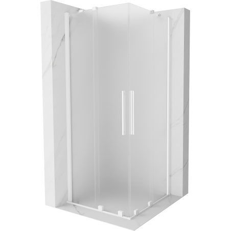 Mexen Velar Duo kabina prysznicowa rozsuwana 90 x 90 cm, szron, biała - 871-090-090-32-20