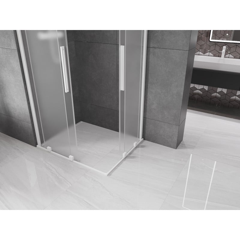 Mexen Velar Duo kabina prysznicowa rozsuwana 90 x 80 cm, szron, biała - 871-090-080-32-20
