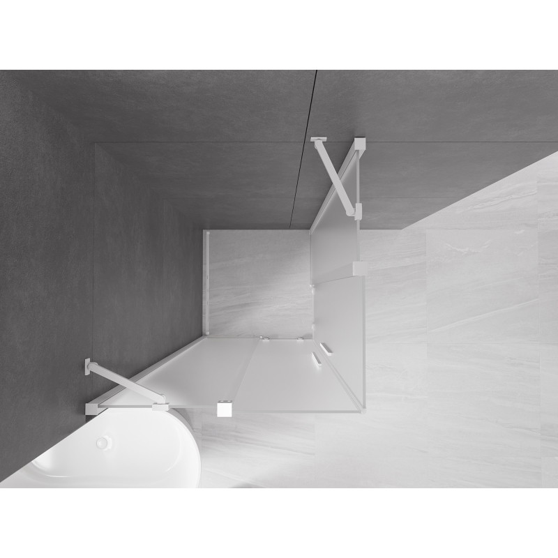 Mexen Velar Duo kabina prysznicowa rozsuwana 80 x 80 cm, szron, biała - 871-080-080-32-20