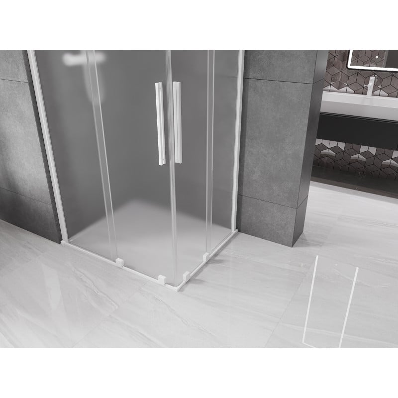 Mexen Velar Duo kabina prysznicowa rozsuwana 90 x 80 cm, szron, biała - 871-090-080-32-20