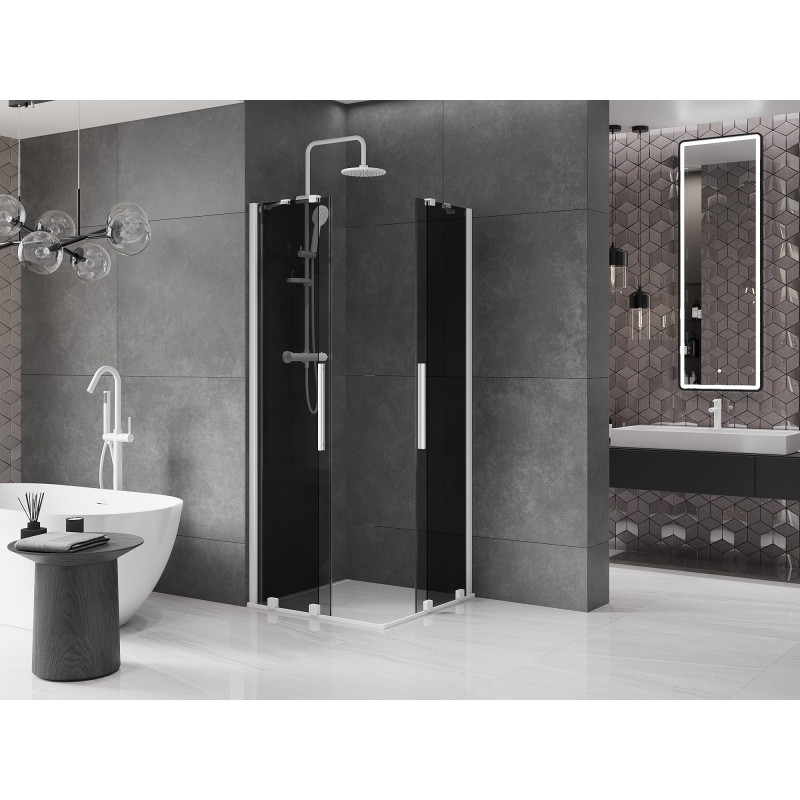 Mexen Velar Duo kabina prysznicowa rozsuwana 90 x 90 cm, grafit, biała - 871-090-090-42-20