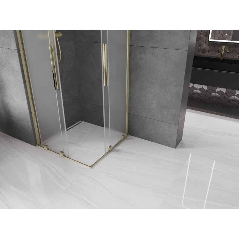 Mexen Velar Duo kabina prysznicowa rozsuwana 80 x 80 cm, szron, złota - 871-080-080-32-50