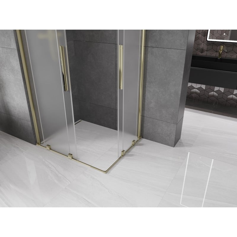 Mexen Velar Duo kabina prysznicowa rozsuwana 90 x 80 cm, szron, złota - 871-090-080-32-50