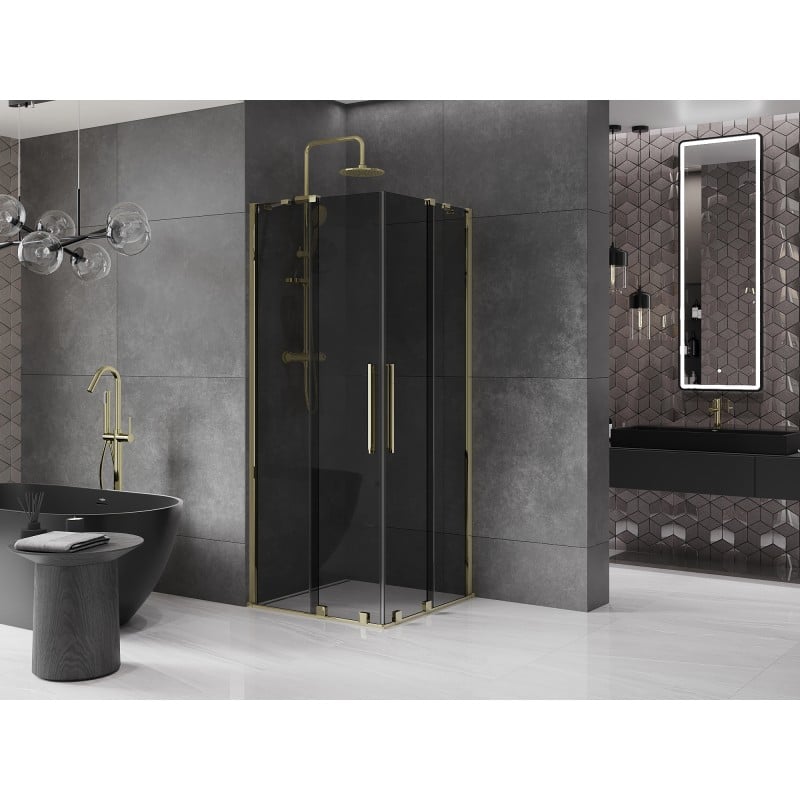 Mexen Velar Duo kabina prysznicowa rozsuwana 80 x 80 cm, grafit, złota - 871-080-080-42-50