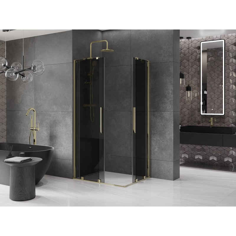 Mexen Velar Duo kabina prysznicowa rozsuwana 100 x 90 cm, grafit, złota - 871-100-090-42-50