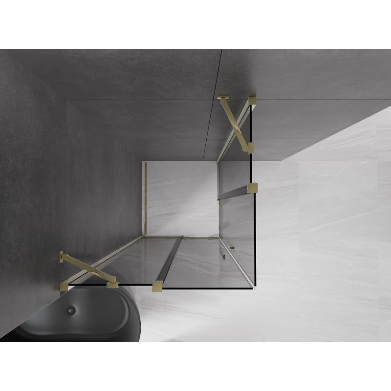 Mexen Velar Duo kabina prysznicowa rozsuwana 90 x 90 cm, grafit, złota - 871-090-090-42-50