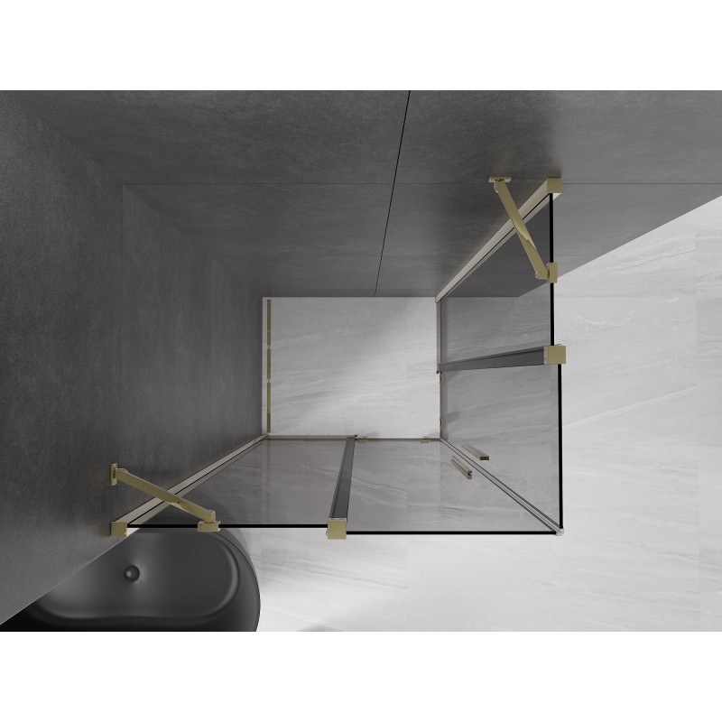 Mexen Velar Duo kabina prysznicowa rozsuwana 90 x 80 cm, grafit, złota - 871-090-080-42-50