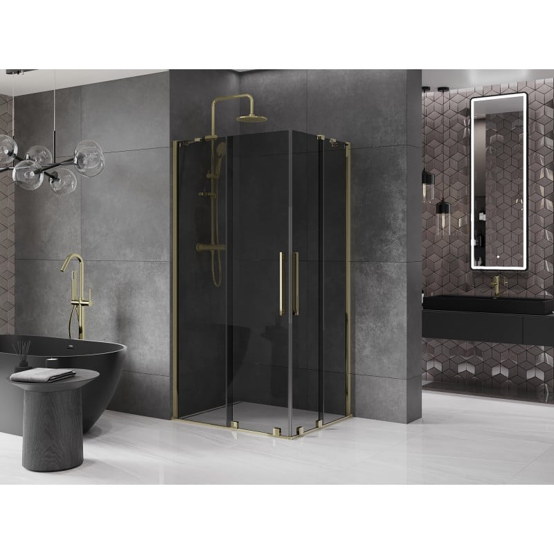 Mexen Velar Duo kabina prysznicowa rozsuwana 100 x 90 cm, grafit, złota - 871-100-090-42-50