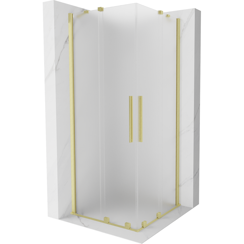 Mexen Velar Duo kabina prysznicowa rozsuwana 100 x 100 cm, szron, złota szczotkowana - 871-100-100-32-55