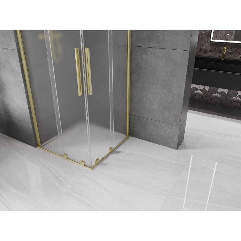 Mexen Velar Duo kabina prysznicowa rozsuwana 90 x 90 cm, szron, złota szczotkowana - 871-090-090-32-55