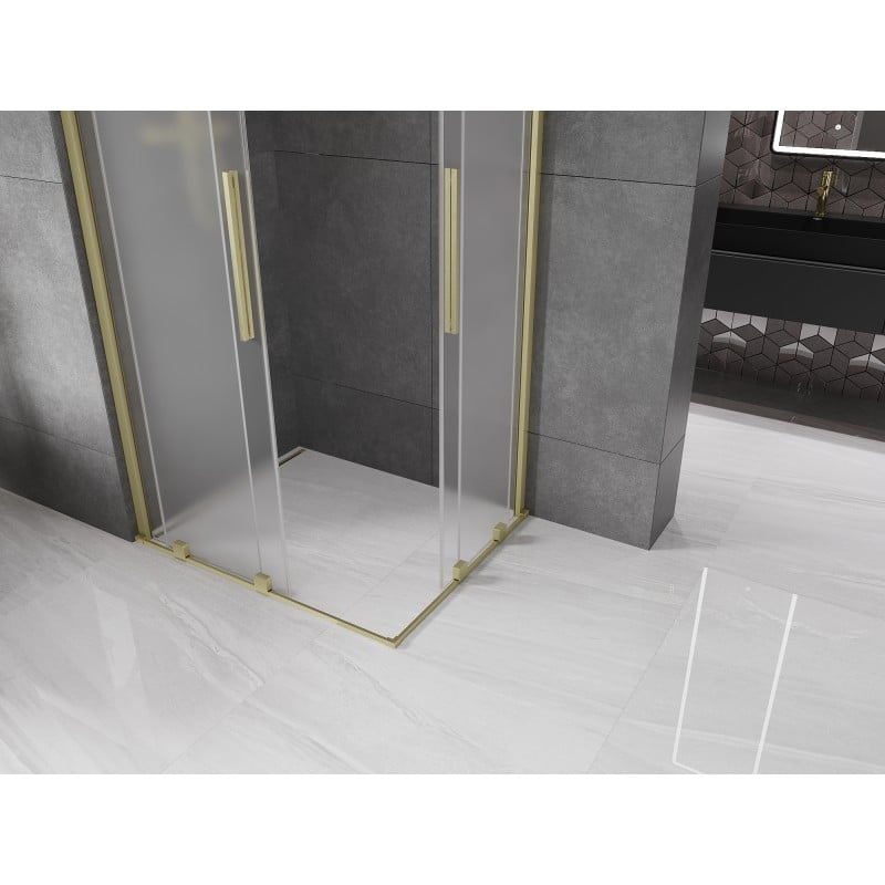 Mexen Velar Duo kabina prysznicowa rozsuwana 90 x 80 cm, szron, złota szczotkowana - 871-090-080-32-55