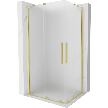 Mexen Velar Duo kabina prysznicowa rozsuwana 100 x 90 cm, szron, złota szczotkowana - 871-100-090-32-55