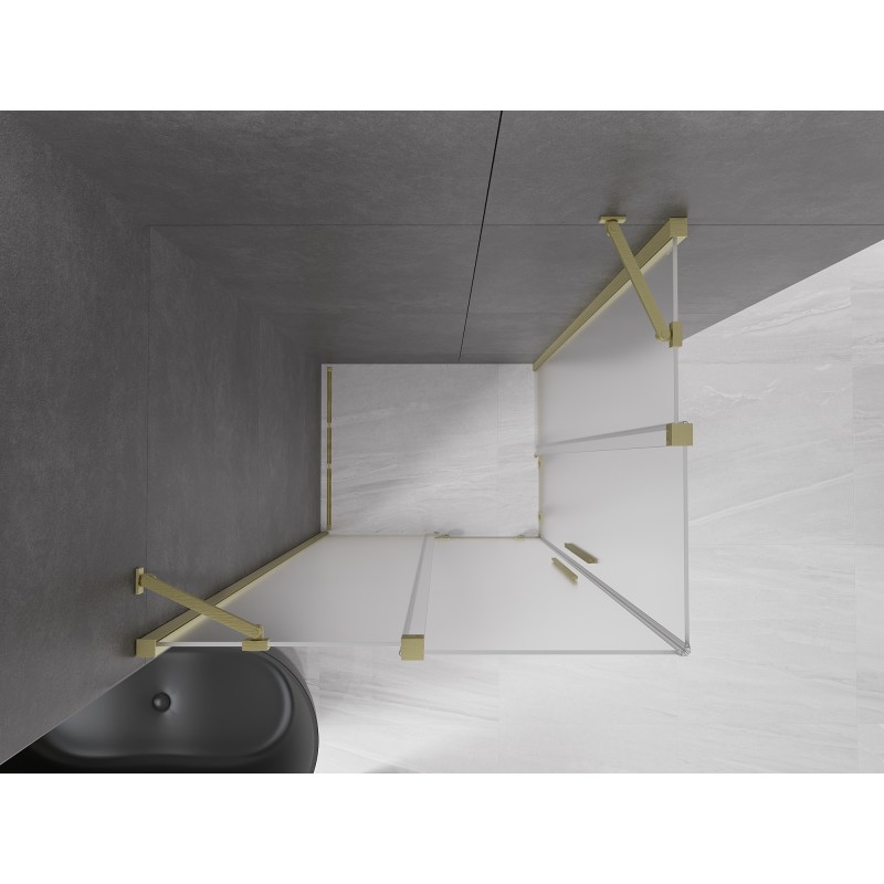Mexen Velar Duo kabina prysznicowa rozsuwana 90 x 80 cm, szron, złota szczotkowana - 871-090-080-32-55