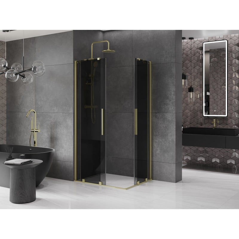 Mexen Velar Duo kabina prysznicowa rozsuwana 100 x 90 cm, grafit, złota szczotkowana - 871-100-090-42-55