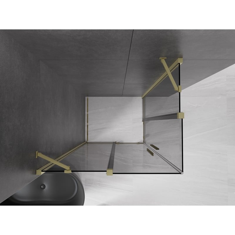 Mexen Velar Duo kabina prysznicowa rozsuwana 100 x 90 cm, grafit, złota szczotkowana - 871-100-090-42-55