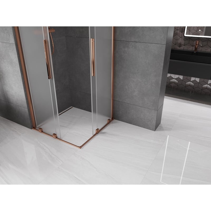 Mexen Velar Duo kabina prysznicowa rozsuwana 90 x 90 cm, szron, różowe złoto - 871-090-090-32-60