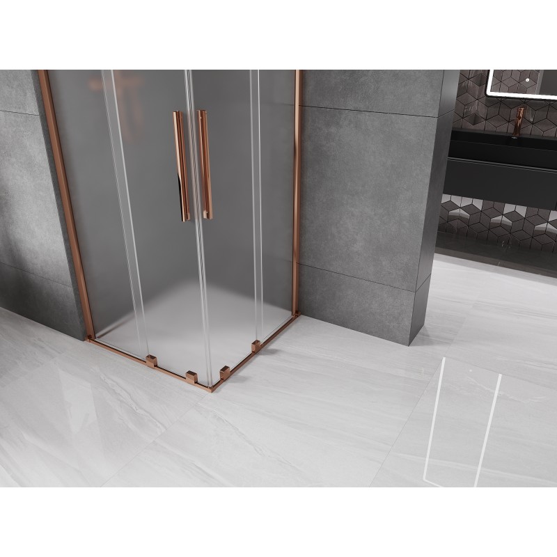 Mexen Velar Duo kabina prysznicowa rozsuwana 90 x 90 cm, szron, różowe złoto - 871-090-090-32-60